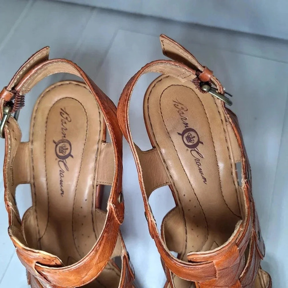 Born Brown/Camel Colored Crown Genuine Leather Wedge Size 9 - Picture 5 of 16